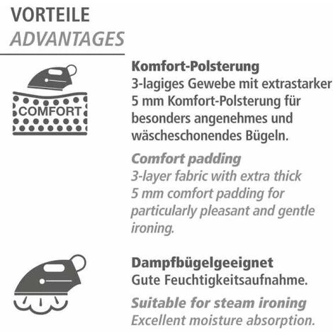 WENKO Housse Table à Repasser Comfort XL, Housse Table à Repasser Pour Centrale Vapeur, Housse Extra épaisse, Ruban élastique, Coton Eco-Tex Standard, 140x48 Cm, Multicolore 6 WENKO Housse Table à Repasser Comfort XL, Housse Table à Repasser Pour Centrale Vapeur, Housse Extra épaisse, Ruban élastique, Coton Eco-Tex Standard, 140x48 Cm, Multicolore – Image 4