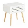 WENKO Table De Nuit Avec Tiroir Finja, Bout De Canapé, Table D'appoint Pied Bambou Style Scandinave, MDF, 45x50x38 Cm, Blanc - Marron 1 WENKO Table De Nuit Avec Tiroir Finja, Bout De Canapé, Table D'appoint Pied Bambou Style Scandinave, MDF, 45x50x38 Cm, Blanc - Marron -WENKO Soldes 51247633 1