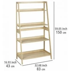 WENKO Bibliothèque En Bois Edda, Etagère Sur Pied 4 Niveaux, Meuble Design Pour Le Salon, La Chambre, Le Bureau, MDF Aspect Chêne, 83x150x43 Cm, Marron 10 WENKO Bibliothèque En Bois Edda, Etagère Sur Pied 4 Niveaux, Meuble Design Pour Le Salon, La Chambre, Le Bureau, MDF Aspect Chêne, 83x150x43 Cm, Marron -WENKO Soldes 51247637 4