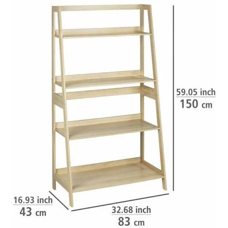 WENKO Bibliothèque En Bois Edda, Etagère Sur Pied 4 Niveaux, Meuble Design Pour Le Salon, La Chambre, Le Bureau, MDF Aspect Chêne, 83x150x43 Cm, Marron 6 WENKO Bibliothèque En Bois Edda, Etagère Sur Pied 4 Niveaux, Meuble Design Pour Le Salon, La Chambre, Le Bureau, MDF Aspect Chêne, 83x150x43 Cm, Marron – Image 4
