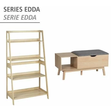 WENKO Bibliothèque En Bois Edda, Etagère Sur Pied 4 Niveaux, Meuble Design Pour Le Salon, La Chambre, Le Bureau, MDF Aspect Chêne, 83x150x43 Cm, Marron 7 WENKO Bibliothèque En Bois Edda, Etagère Sur Pied 4 Niveaux, Meuble Design Pour Le Salon, La Chambre, Le Bureau, MDF Aspect Chêne, 83x150x43 Cm, Marron – Image 5