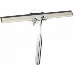 WENKO Raclette De Douche Avec Support Mural Sans Perçage - Longueur 24 Largeur 17 Hauteur 2cm - Gris