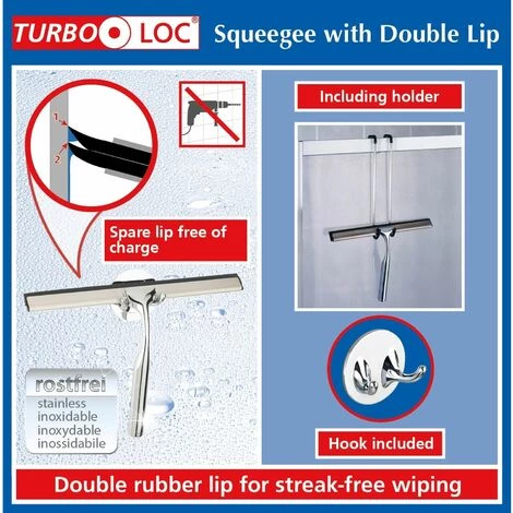 WENKO Raclette De Douche Avec Support Mural Sans Perçage - Longueur 24 Largeur 17 Hauteur 2cm - Gris 6 WENKO Raclette De Douche Avec Support Mural Sans Perçage - Longueur 24 Largeur 17 Hauteur 2cm - Gris – Image 4