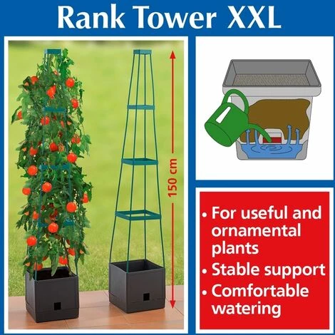 WENKO Tour à Plantes XXL Sur Roulettes Avec Pot à Plantes Et Tuteurs - Longueur/Largeur 25 Hauteur 150 Cm. - Noir 4 WENKO Tour à Plantes XXL Sur Roulettes Avec Pot à Plantes Et Tuteurs - Longueur/Largeur 25 Hauteur 150 Cm. - Noir – Image 2