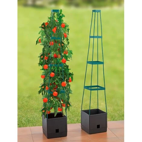 WENKO Tour à Plantes XXL Sur Roulettes Avec Pot à Plantes Et Tuteurs - Longueur/Largeur 25 Hauteur 150 Cm. - Noir 5 WENKO Tour à Plantes XXL Sur Roulettes Avec Pot à Plantes Et Tuteurs - Longueur/Largeur 25 Hauteur 150 Cm. - Noir – Image 3