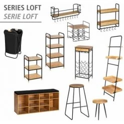 WENKO Tabouret De Bar Industriel, Tabouret De Bar Lot De 2, Hauteur D'assise 70 Cm, Bois, Pied Métal Noir, Capacité 110kg, Métal - Bambou, 42x70x42 Cm, Noir - Marron -WENKO Soldes 53308832 5