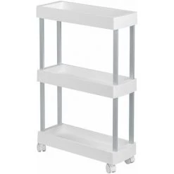 WENKO Desserte 4 Roulettes Avec 3 étages De Rangement - Longueur 18 Hauteur 80 Profondeur 45 Cm - Blanc