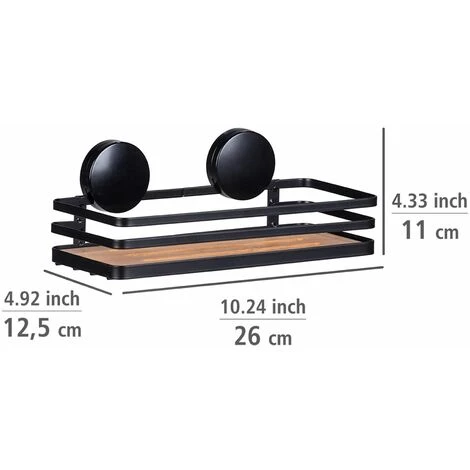 WENKO Support Mural Static-Loc Collection Alba Pour Salle De Bain - Longueur 26 Cm X Hauteur 11 Cm X Profondeur 12 Cm - Noir 4 WENKO Support Mural Static-Loc Collection Alba Pour Salle De Bain - Longueur 26 Cm X Hauteur 11 Cm X Profondeur 12 Cm - Noir – Image 2