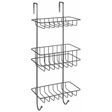 WENKO Étagère De Douche Revigo, étagère Pour Salle De Bain à Suspendre Avec Trois Supports De Rangement Carrés Sous Forme De Paniers En Treillis Métallique Ouverts, 22,5 X 57 X 18,5 Cm, Noir 3 WENKO Étagère De Douche Revigo, étagère Pour Salle De Bain à Suspendre Avec Trois Supports De Rangement Carrés Sous Forme De Paniers En Treillis Métallique Ouverts, 22,5 X 57 X 18,5 Cm, Noir