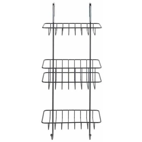 WENKO Étagère De Douche Revigo, étagère Pour Salle De Bain à Suspendre Avec Trois Supports De Rangement Carrés Sous Forme De Paniers En Treillis Métallique Ouverts, 22,5 X 57 X 18,5 Cm, Noir 5 WENKO Étagère De Douche Revigo, étagère Pour Salle De Bain à Suspendre Avec Trois Supports De Rangement Carrés Sous Forme De Paniers En Treillis Métallique Ouverts, 22,5 X 57 X 18,5 Cm, Noir – Image 3