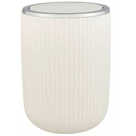 WENKO Mini Poubelle Salle De Bain Agropoli S, Poubelle à Couvercle Basculant, Capacité 2L, Plastique Surface Givrée Sans BPA, Ø 14,5x20 Cm, Blanc Crème 4 WENKO Mini Poubelle Salle De Bain Agropoli S, Poubelle à Couvercle Basculant, Capacité 2L, Plastique Surface Givrée Sans BPA, Ø 14,5x20 Cm, Blanc Crème – Image 2