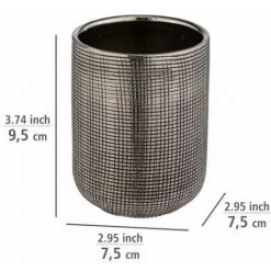 WENKO Gobelet Salle De Bain Rivara, Porte Brosse à Dent, Céramique à Relief Peint à La Main, Ø 7,5 X 9,5 Cm, Argenté 9 WENKO Gobelet Salle De Bain Rivara, Porte Brosse à Dent, Céramique à Relief Peint à La Main, Ø 7,5 X 9,5 Cm, Argenté -WENKO Soldes 55427478 3