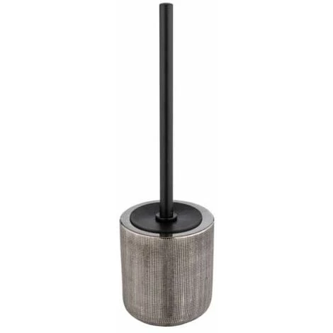 WENKO Brosse WC Rivara, Brosse WC Noire, Céramique à Relief Peint à La Main, Ø 11,5 X 12,7 Cm, Argenté 3 WENKO Brosse WC Rivara, Brosse WC Noire, Céramique à Relief Peint à La Main, Ø 11,5 X 12,7 Cm, Argenté