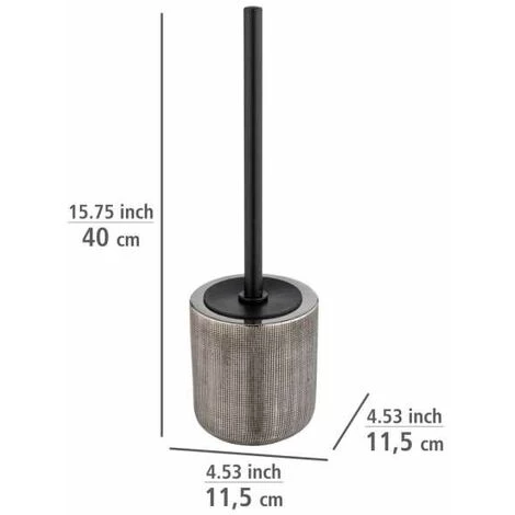 WENKO Brosse WC Rivara, Brosse WC Noire, Céramique à Relief Peint à La Main, Ø 11,5 X 12,7 Cm, Argenté 6 WENKO Brosse WC Rivara, Brosse WC Noire, Céramique à Relief Peint à La Main, Ø 11,5 X 12,7 Cm, Argenté – Image 4