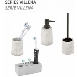 WENKO Support Pour Brosses à Dents Villena, Accessoire De Bain Pour 2 Brosses électriques Avec Jusqu'à 4 Embouts De Brosse, Béton Robuste, Visuel Pierre Naturelle, Dimensions : 16 X 5,5 X 7,5 Cm, Gris -WENKO Soldes 55427483 4