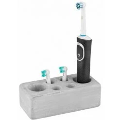 WENKO Support Pour Brosses à Dents Villena, Accessoire De Bain Pour 2 Brosses électriques Avec Jusqu'à 4 Embouts De Brosse, Béton Robuste, Visuel Pierre Naturelle, Dimensions : 16 X 5,5 X 7,5 Cm, Gris -WENKO Soldes 55427483 5