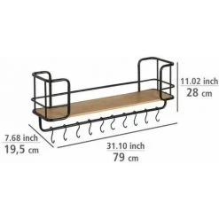 WENKO Etagère Murale Industrielle, étagère Murale Bois Acier Noir Avec Crochet De Suspension Cuisine, Bambou, 79x28x19,5 Cm, Marron - Noir 10 WENKO Etagère Murale Industrielle, étagère Murale Bois Acier Noir Avec Crochet De Suspension Cuisine, Bambou, 79x28x19,5 Cm, Marron - Noir -WENKO Soldes 55427487 4