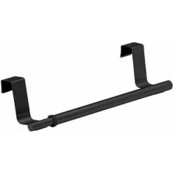 WENKO Porte-serviettes Pour Porte, Support à Serviettes Extensible Pour Cuisine Et Salle De Bain, à Suspendre Au Tiroir & à La Porte D'armoire, Sans Perçage, Acier Inoxydable, 36-60 X 6 X 7 Cm, Noir