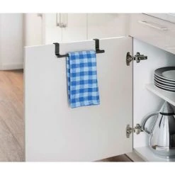 WENKO Porte-serviettes Pour Porte, Support à Serviettes Extensible Pour Cuisine Et Salle De Bain, à Suspendre Au Tiroir & à La Porte D'armoire, Sans Perçage, Acier Inoxydable, 36-60 X 6 X 7 Cm, Noir -WENKO Soldes 55427488 4