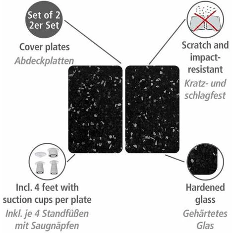 WENKO Protection Plaque De Cuisson Universal "Terrazzo", Couvre Plaque De Cuisson En Verre, Lot De 2, Verre Trempé, 30x52 Cm, Multicolore 4 WENKO Protection Plaque De Cuisson Universal "Terrazzo", Couvre Plaque De Cuisson En Verre, Lot De 2, Verre Trempé, 30x52 Cm, Multicolore – Image 2