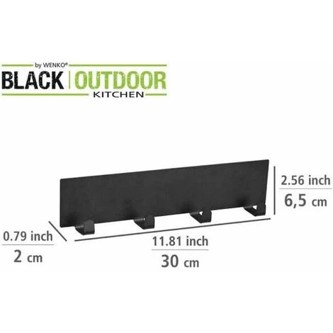 WENKO Barre à Crochets Magnétique Ima Noire, Accessoire Black Outdoor Kitchen, 4 Crochets Pour Suspendre Torchons & Ustensiles, Fixation Rapide Sans Perçage Sur Surfaces Métalliques, 30 X 6,5 X 2 Cm 6 WENKO Barre à Crochets Magnétique Ima Noire, Accessoire Black Outdoor Kitchen, 4 Crochets Pour Suspendre Torchons & Ustensiles, Fixation Rapide Sans Perçage Sur Surfaces Métalliques, 30 X 6,5 X 2 Cm – Image 4