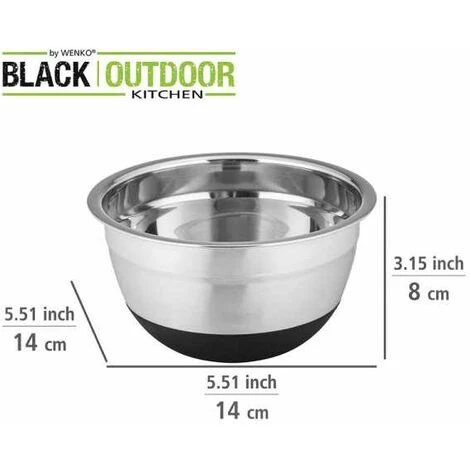 WENKO Bol Inox Aru 0,6 Litres, Bol En Acier Inoxydable Black Outdoor Kitchen, Surface Antidérapante En Silicone Noir Sur Le Dessous Pour Une Tenue Stable, Lavable Au Lave-vaisselle, Ø 14 X 8 Cm 6 WENKO Bol Inox Aru 0,6 Litres, Bol En Acier Inoxydable Black Outdoor Kitchen, Surface Antidérapante En Silicone Noir Sur Le Dessous Pour Une Tenue Stable, Lavable Au Lave-vaisselle, Ø 14 X 8 Cm – Image 4