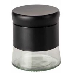 WENKO Pot De Conservation En Verre Boga, Contenance 400 Ml, Boîte Black Outdoor Kitchen Avec Couvercle En Plastique à Visser En Acier Inoxydable Et Verre, Pour Conserver Des Condiments, Ø 9 X 10,5 Cm