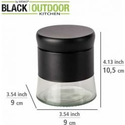 WENKO Pot De Conservation En Verre Boga, Contenance 400 Ml, Boîte Black Outdoor Kitchen Avec Couvercle En Plastique à Visser En Acier Inoxydable Et Verre, Pour Conserver Des Condiments, Ø 9 X 10,5 Cm -WENKO Soldes 55427497 4