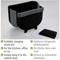 WENKO Poubelle De Porte Fago 5 Litres, Collecteur De Déchets à Suspendre Black Outdoor Kitchen, Racleur Inclus, Fixation Sans Perçage Sur Porte D'armoire Ou Tiroir, Pliable, 25,5 X 18 Cm X 18 Cm, Noir 9 WENKO Poubelle De Porte Fago 5 Litres, Collecteur De Déchets à Suspendre Black Outdoor Kitchen, Racleur Inclus, Fixation Sans Perçage Sur Porte D'armoire Ou Tiroir, Pliable, 25,5 X 18 Cm X 18 Cm, Noir -WENKO Soldes 55427498 3