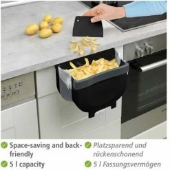 WENKO Poubelle De Porte Fago 5 Litres, Collecteur De Déchets à Suspendre Black Outdoor Kitchen, Racleur Inclus, Fixation Sans Perçage Sur Porte D'armoire Ou Tiroir, Pliable, 25,5 X 18 Cm X 18 Cm, Noir 10 WENKO Poubelle De Porte Fago 5 Litres, Collecteur De Déchets à Suspendre Black Outdoor Kitchen, Racleur Inclus, Fixation Sans Perçage Sur Porte D'armoire Ou Tiroir, Pliable, 25,5 X 18 Cm X 18 Cm, Noir -WENKO Soldes 55427498 4