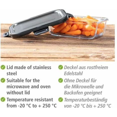 WENKO Boîte De Conservation Fraicheur En Verre Steel 600 Ml, Boîte Hermétique En Verre Avec Couvercle En Acier Inoxydable, Boîte Lavable Au Lave-vaisselle Et Empilable & étanche, 17 X 6 X 13 Cm 5 WENKO Boîte De Conservation Fraicheur En Verre Steel 600 Ml, Boîte Hermétique En Verre Avec Couvercle En Acier Inoxydable, Boîte Lavable Au Lave-vaisselle Et Empilable & étanche, 17 X 6 X 13 Cm – Image 3