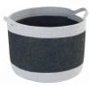WENKO Corbeille En Feutre Bea L, Avec Deux Anses & Un Volume De 30 L, Fabriquée à Base De Feutre En Polyester Recyclé, Gris Foncé, Design Tissage Gris Clair, 80 % Polyester / 20 % Coton, Ø 35 X 26 Cm -WENKO Soldes 55427500 1