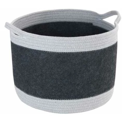 WENKO Corbeille En Feutre Bea L, Avec Deux Anses & Un Volume De 30 L, Fabriquée à Base De Feutre En Polyester Recyclé, Gris Foncé, Design Tissage Gris Clair, 80 % Polyester / 20 % Coton, Ø 35 X 26 Cm 3 WENKO Corbeille En Feutre Bea L, Avec Deux Anses & Un Volume De 30 L, Fabriquée à Base De Feutre En Polyester Recyclé, Gris Foncé, Design Tissage Gris Clair, 80 % Polyester / 20 % Coton, Ø 35 X 26 Cm