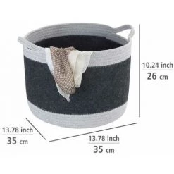 WENKO Corbeille En Feutre Bea L, Avec Deux Anses & Un Volume De 30 L, Fabriquée à Base De Feutre En Polyester Recyclé, Gris Foncé, Design Tissage Gris Clair, 80 % Polyester / 20 % Coton, Ø 35 X 26 Cm 10 WENKO Corbeille En Feutre Bea L, Avec Deux Anses & Un Volume De 30 L, Fabriquée à Base De Feutre En Polyester Recyclé, Gris Foncé, Design Tissage Gris Clair, 80 % Polyester / 20 % Coton, Ø 35 X 26 Cm -WENKO Soldes 55427500 4