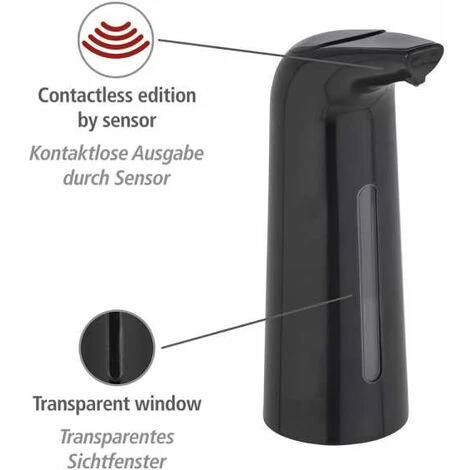 WENKO Distributeur De Désinfectant & Savon à Infrarouge Larino, Distribution Automatique Par Capteur, Convient Aussi Pour Du Savon Liquide, Sans Contact, Rechargeable, à Piles, 400 ml, 9 X 22,5 X 9 cm 4 WENKO Distributeur De Désinfectant & Savon à Infrarouge Larino, Distribution Automatique Par Capteur, Convient Aussi Pour Du Savon Liquide, Sans Contact, Rechargeable, à Piles, 400 ml, 9 X 22,5 X 9 cm – Image 2
