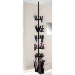 WENKO Étagère à Chaussures Télescopique Achilles, Gain De Place Pour 30 Paires De Chaussures Et 6 Paires De Bottes, à Fixer Par Serrage Entre Sol Et Plafond, Réglage Hauteur Jusqu'à 3 M, Ø 30 Cm, Noir -WENKO Soldes 55427512 5
