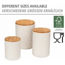 WENKO Boîte De Conservation Maya, Céramique Blanche Haute Qualité Avec Structure De Tissage, Lavable Au Lave-vaisselle, Couvercle En Bambou Certifié FSC® à Fermeture Hermétique, 900 Ml, Ø 11 X 16 Cm -WENKO Soldes 55427514 5