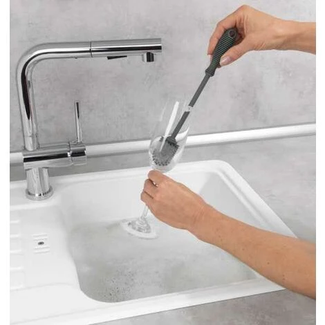 WENKO Brosse à Vaisselle En Silicone Sia, Brosse De Nettoyage Haut De Gamme à Petite Tête, Idéale Pour Le Lavage De Verres Et De Tasses Sans Rayer La Vaisselle, Ø 3,5 X 25 cm, Gris 6 WENKO Brosse à Vaisselle En Silicone Sia, Brosse De Nettoyage Haut De Gamme à Petite Tête, Idéale Pour Le Lavage De Verres Et De Tasses Sans Rayer La Vaisselle, Ø 3,5 X 25 cm, Gris – Image 4