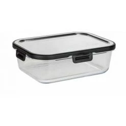 WENKO Boîte De Conservation Fraicheur En Verre Steel 1,5 L, Boîte Hermétique En Verre Avec Couvercle En Acier Inoxydable, Boîte Lavable Au Lave-vaisselle Et Empilable & étanche, 23 X 7,5 X 17 Cm