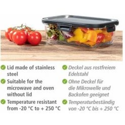 WENKO Boîte De Conservation Fraicheur En Verre Steel 1 L, Boîte Hermétique En Verre Avec Couvercle En Acier Inoxydable, Boîte Lavable Au Lave-vaisselle Et Empilable & étanche, 20 X 7 X 15 Cm 9 WENKO Boîte De Conservation Fraicheur En Verre Steel 1 L, Boîte Hermétique En Verre Avec Couvercle En Acier Inoxydable, Boîte Lavable Au Lave-vaisselle Et Empilable & étanche, 20 X 7 X 15 Cm -WENKO Soldes 55427526 3