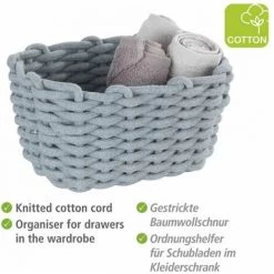 WENKO Panier De Rangement Tia M, Corbeille De Bain Haute Qualité En Corde De Coton Tissée D'un Gris Nordique, Rangement & Organisation, 25 X 18 X 15 Cm, Fabriqué à Base De Produits Textiles Variables 8 WENKO Panier De Rangement Tia M, Corbeille De Bain Haute Qualité En Corde De Coton Tissée D'un Gris Nordique, Rangement & Organisation, 25 X 18 X 15 Cm, Fabriqué à Base De Produits Textiles Variables -WENKO Soldes 55427527 2