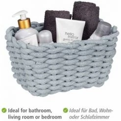 WENKO Panier De Rangement Tia M, Corbeille De Bain Haute Qualité En Corde De Coton Tissée D'un Gris Nordique, Rangement & Organisation, 25 X 18 X 15 Cm, Fabriqué à Base De Produits Textiles Variables 9 WENKO Panier De Rangement Tia M, Corbeille De Bain Haute Qualité En Corde De Coton Tissée D'un Gris Nordique, Rangement & Organisation, 25 X 18 X 15 Cm, Fabriqué à Base De Produits Textiles Variables -WENKO Soldes 55427527 3