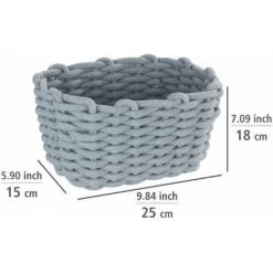 WENKO Panier De Rangement Tia M, Corbeille De Bain Haute Qualité En Corde De Coton Tissée D'un Gris Nordique, Rangement & Organisation, 25 X 18 X 15 Cm, Fabriqué à Base De Produits Textiles Variables 10 WENKO Panier De Rangement Tia M, Corbeille De Bain Haute Qualité En Corde De Coton Tissée D'un Gris Nordique, Rangement & Organisation, 25 X 18 X 15 Cm, Fabriqué à Base De Produits Textiles Variables -WENKO Soldes 55427527 4