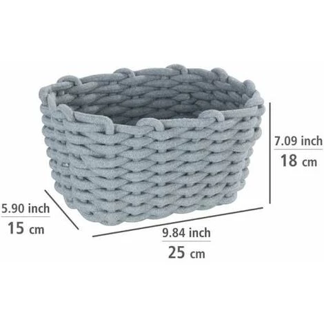 WENKO Panier De Rangement Tia M, Corbeille De Bain Haute Qualité En Corde De Coton Tissée D'un Gris Nordique, Rangement & Organisation, 25 X 18 X 15 Cm, Fabriqué à Base De Produits Textiles Variables 6 WENKO Panier De Rangement Tia M, Corbeille De Bain Haute Qualité En Corde De Coton Tissée D'un Gris Nordique, Rangement & Organisation, 25 X 18 X 15 Cm, Fabriqué à Base De Produits Textiles Variables – Image 4