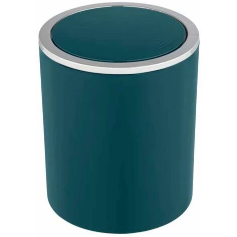 WENKO Mini Poubelle Salle De Bain Inca Vert, Poubelle à Couvercle Basculant, Capacité 2L, Plastique Haut De Gamme Sans BPA, Ø 14 X 16,8 Cm, Vert Foncé 3 WENKO Mini Poubelle Salle De Bain Inca Vert, Poubelle à Couvercle Basculant, Capacité 2L, Plastique Haut De Gamme Sans BPA, Ø 14 X 16,8 Cm, Vert Foncé