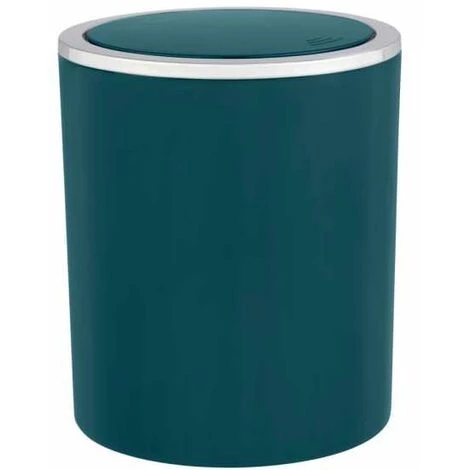 WENKO Mini Poubelle Salle De Bain Inca Vert, Poubelle à Couvercle Basculant, Capacité 2L, Plastique Haut De Gamme Sans BPA, Ø 14 X 16,8 Cm, Vert Foncé 4 WENKO Mini Poubelle Salle De Bain Inca Vert, Poubelle à Couvercle Basculant, Capacité 2L, Plastique Haut De Gamme Sans BPA, Ø 14 X 16,8 Cm, Vert Foncé – Image 2