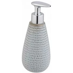 WENKO Distributeur De Savon Liquide Bellante, Rechargeable, Capacité 350 Ml De Savon Liquide Ou Liquide Vaisselle, Surface émaillée, Céramique, (l/p X H) : Ø 8x20,3 Cm, Bleu Clair