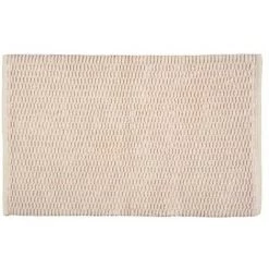 WENKO Tapis De Bain Mona Beige, Tapis Tendance Pour Salle De Bain à Motif De Tricot, 100% Coton, Accessoire De Bain Avec Dessous Antidérapant, 50 X 80 Cm, Utilisation Polyvalente, Lavable, Beige