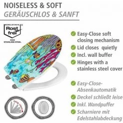 WENKO Abattant WC Avec Frein De Chute Rollin'Art, Abattant WC "ocean Life", Surface En Relief, Fixation En Acier Inoxydable, En Duroplast Antibactérien, 38 X 44,5 Cm. 11 WENKO Abattant WC Avec Frein De Chute Rollin'Art, Abattant WC "ocean Life", Surface En Relief, Fixation En Acier Inoxydable, En Duroplast Antibactérien, 38 X 44,5 Cm. -WENKO Soldes 55427553 5