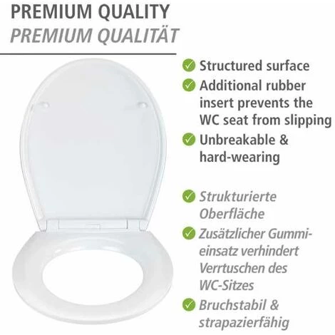 WENKO Abattant WC Avec Frein De Chute Rollin'Art, Abattant WC "under Water", Surface En Relief, Fixation En Acier Inoxydable, En Duroplast Antibactérien, 38 X 44,5 Cm. 6 WENKO Abattant WC Avec Frein De Chute Rollin'Art, Abattant WC "under Water", Surface En Relief, Fixation En Acier Inoxydable, En Duroplast Antibactérien, 38 X 44,5 Cm. – Image 4
